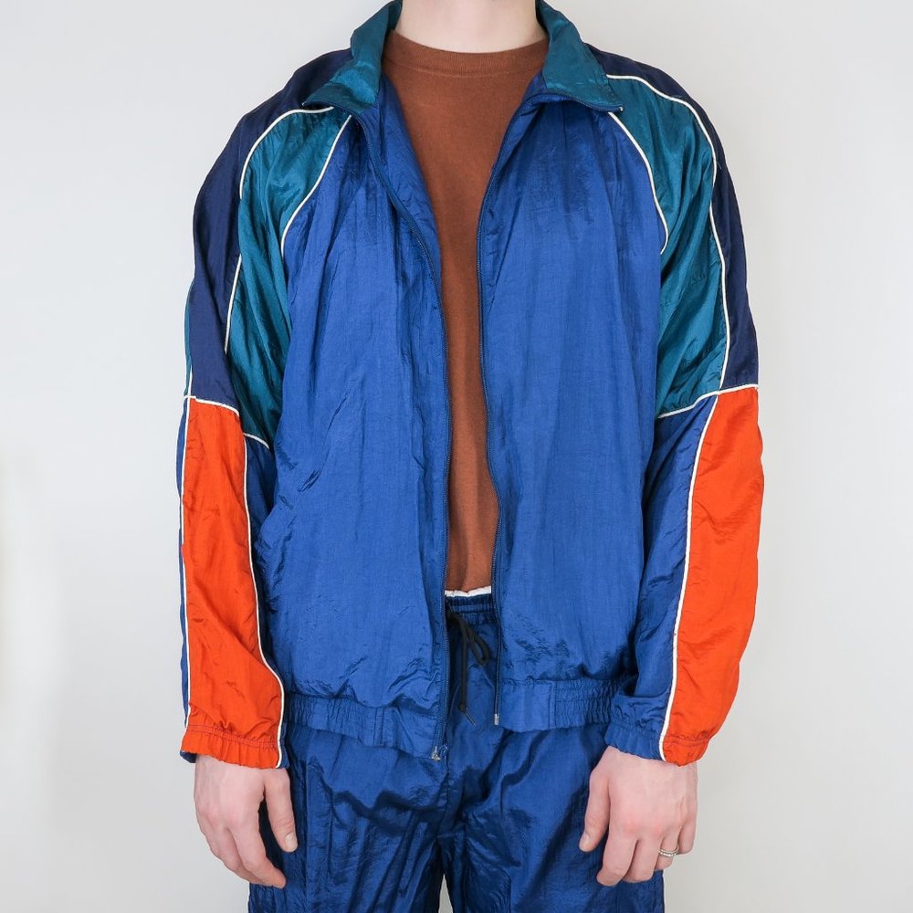 Vintage 90s Active Wear Colorblock Windbreaker Tracksuit